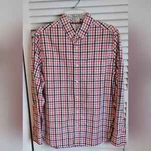 Hawker Rye Men's Button Down Shirt Size M Slim Pastel Plaid Oxford Cotton Blend